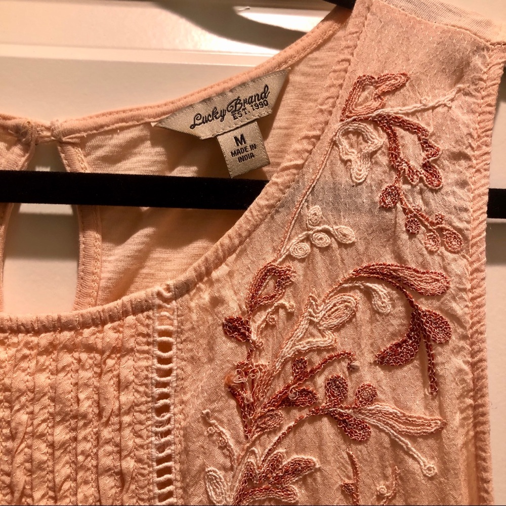 SOLD Lucky Brand peach embroidered top - Picture 9 of 10
